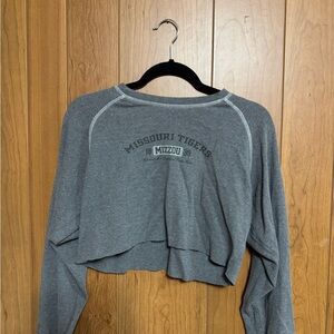 Missouri Tigers Long Sleeve Crop Top - Gray